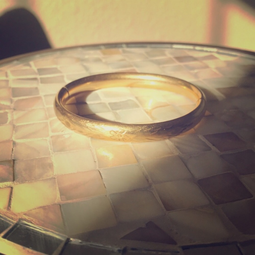 Stamped vintage gold bangle